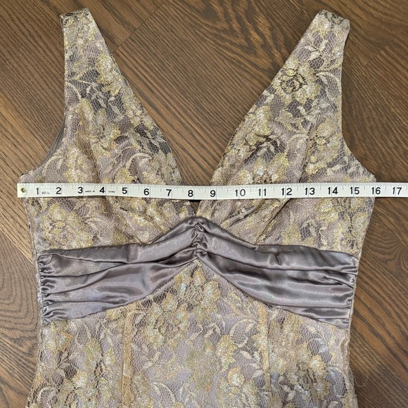 Gorgeous David's Bridal Metallic Gold Lace Overlay Dress - Picture 8 of 13